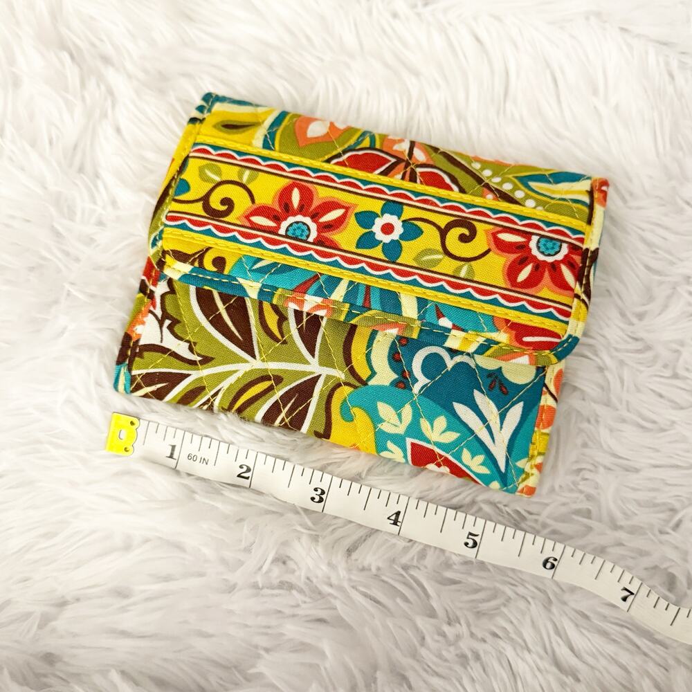 VERA BRADLEY | Provencal Euro Wallet Yellow Teal Red Multi Paisley Tri-fold - Picture 8 of 10